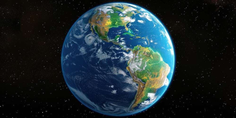 Imagen del Planeta Tierra sobre un fondo negro estrellado.
