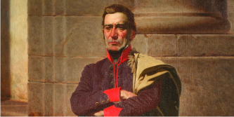 Retrato de José Gervasio Artigas en el cuadro pintado por Juan Manuel Blanes, “Artigas en la Ciudadela”.