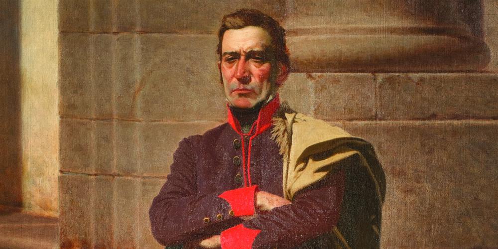 Retrato de José Gervasio Artigas en el cuadro pintado por Juan Manuel Blanes, “Artigas en la Ciudadela”.