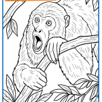 Dibujo del mono aullador para colorear.